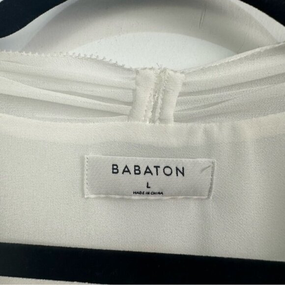 Aritzia Babaton Tinsley Sheer Ruffle Front Blouse Sz Large - Picture 7 of 14